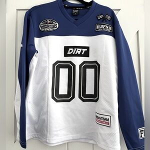 SWITCH The Riding Legend Long Sleeve Graphic White and Blue Racing Jersey Sz S